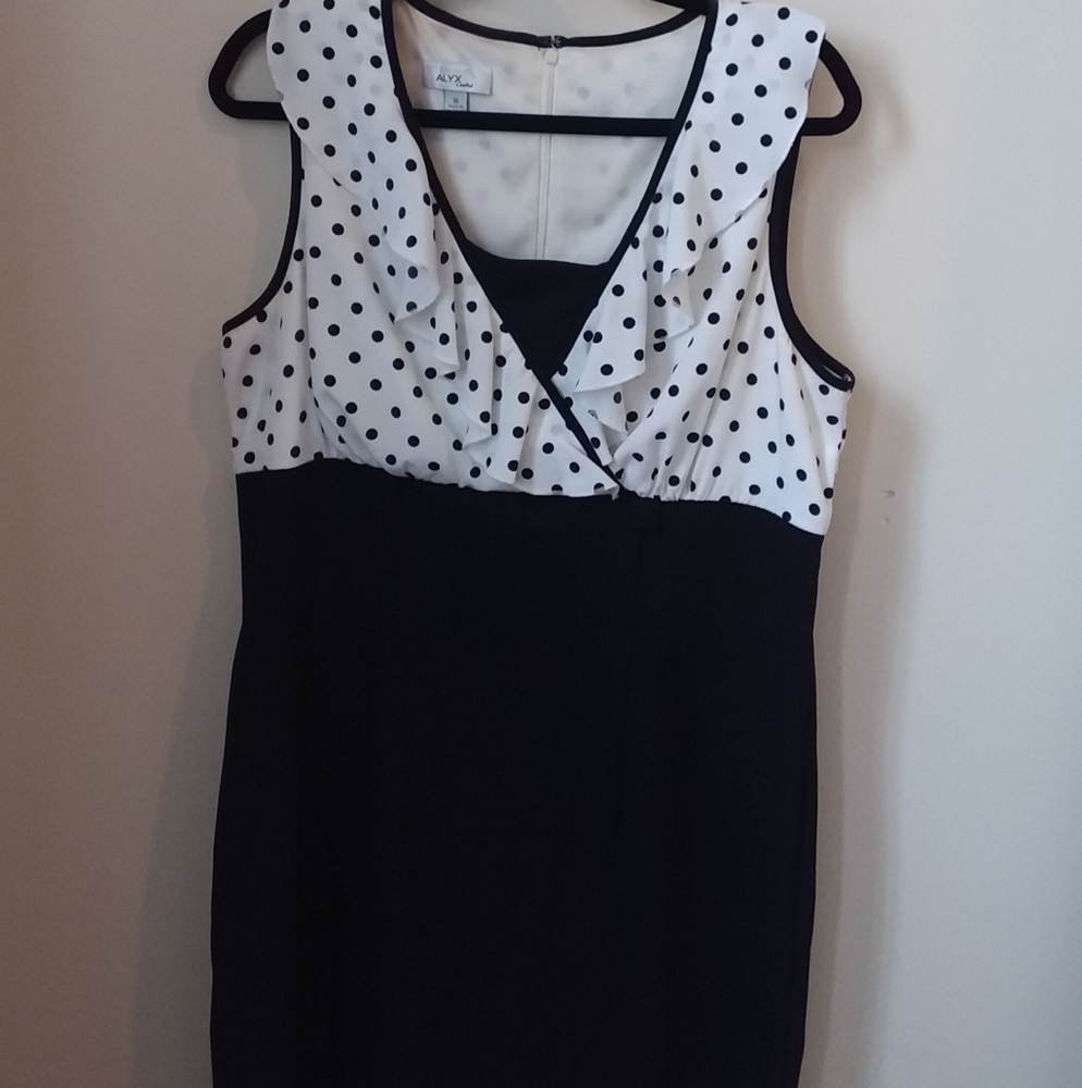 Polka dot and black mini dress